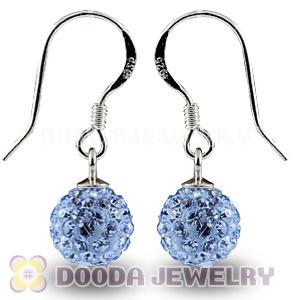 8mm Blue Czech Crystal Ball Sterling Silver Hook Earrings Wholesale