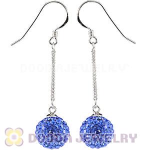 10mm Blue Czech Crystal Ball Sterling Silver Dangle Earrings Wholesale