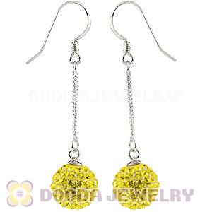 10mm Yellow Czech Crystal Ball Sterling Silver Dangle Earrings Wholesale