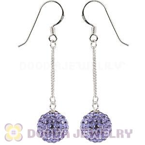 10mm Purple Czech Crystal Ball Sterling Silver Dangle Earrings Wholesale