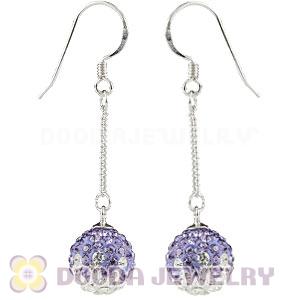 10mm Purple -White Czech Crystal Ball Sterling Silver Dangle Earrings Wholesale 