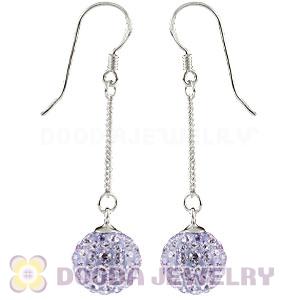 10mm Lavender Czech Crystal Ball Sterling Silver Dangle Earrings Wholesale