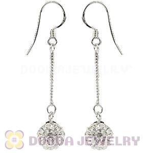 8mm White Czech Crystal Ball Sterling Silver Dangle Earrings Wholesale
