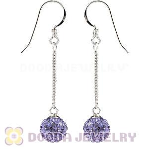 8mm Purple Czech Crystal Ball Sterling Silver Dangle Earrings Wholesale
