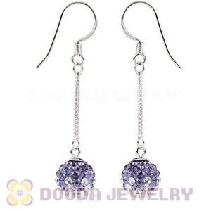 8mm Purple -White Czech Crystal Ball Sterling Silver Dangle Earrings Wholesale