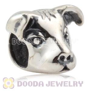 Antique 925 Sterling Silver Dog Head Charms Beads