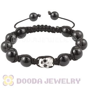 Black Onyx Sterling Silver Skull Head String Bracelet Wholesale