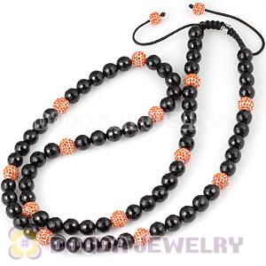 Long Onyx Faceted Black Agate Alloy Crystal Unisex Necklace Wholesale