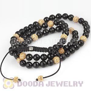 Long Onyx Faceted Black Agate Alloy Crystal Unisex Necklace Wholesale