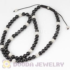 Long Onyx Faceted Black Agate Alloy Crystal Unisex Necklace Wholesale
