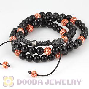 Long Onyx Black Agate Alloy Crystal Unisex Necklace Wholesale