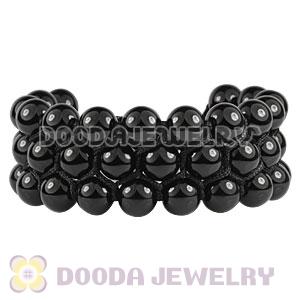 3 Row Black Agate Wrap Bracelet With Hematite Wholesale