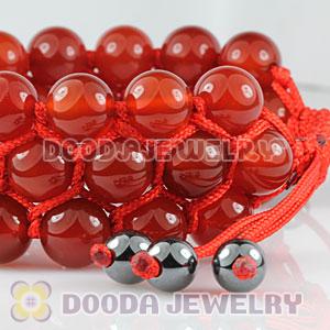 3 Row Red Agate Wrap Bracelet With Hematite Wholesale
