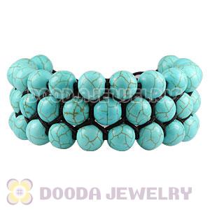 3 Row Turquoise Bead Wrap Bracelet With Hematite Wholesale