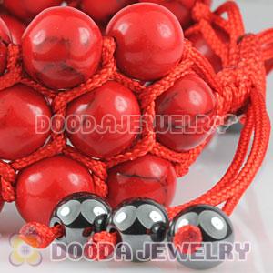 3 Row Red Turquoise Bead Wrap Bracelet With Hematite Wholesale