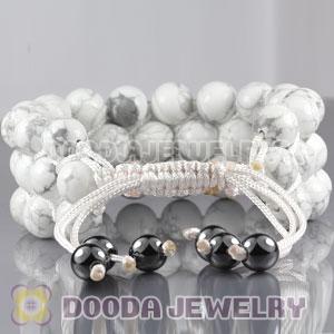 3 Row White Turquoise Wrap Bracelet With Hematite Wholesale