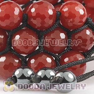 3 Row Faceted Red Agate Wrap Bracelet With Hematite Wholesale