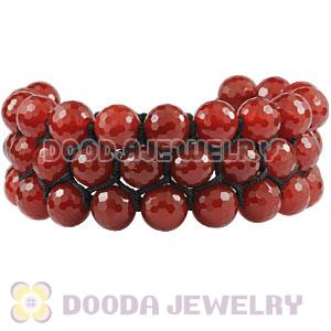 3 Row Faceted Red Agate Wrap Bracelet With Hematite Wholesale