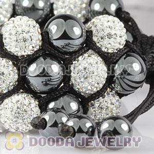 3 Row Pave White Czech Crystal Hematite Wrap Bracelet 