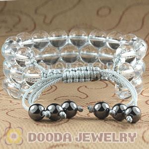 3 Row White Crystal Bead Wrap Bracelet With Hematite Wholesale
