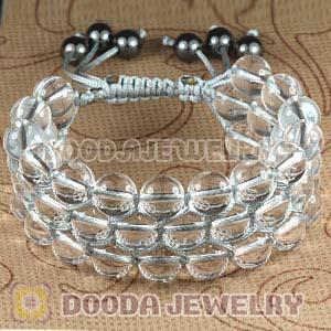 3 Row White Crystal Bead Wrap Bracelet With Hematite Wholesale