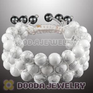 3 Row White Turquoise Wrap Bracelet With Hematite Wholesale
