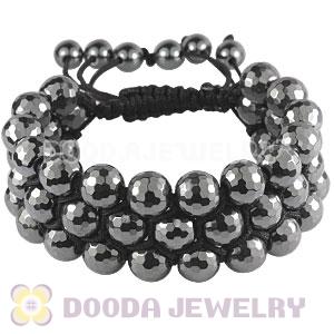 3 Row Black Faceted Hematite Bead Wrap Bracelet Wholesale