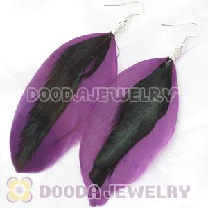 Long Purple Triple Layer Tibetan Jaderic Bohemia Feather Earrings