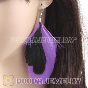 Long Purple Triple Layer Tibetan Jaderic Bohemia Feather Earrings