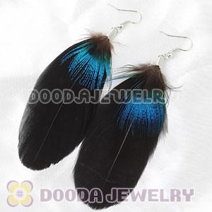 Wholesale Black Tibetan Jaderic Bohemia Styles Big Flake Feather Earrings