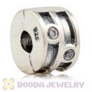European Style 925 Silver Clip Beads with CZ Stone