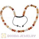 Long White Czech Crystal Onyx Red Agate Unisex Necklace Wholesale