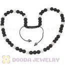 Long White Czech Crystal Onyx Black Agate Unisex Necklace Wholesale