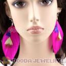 Fashion Fringe Tibetan Jaderic Bohemia Styles Pink Feather Earrings