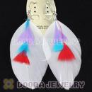 Fashion Fringe Tibetan Jaderic Bohemia Styles White Feather Earrings