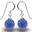 10mm Blue Czech Crystal Ball Sterling Silver Hook Earrings Wholesale