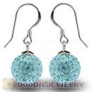10mm Cyan Czech Crystal Ball Sterling Silver Hook Earrings Wholesale