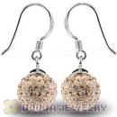 10mm Pink Czech Crystal Ball Sterling Silver Hook Earrings Wholesale