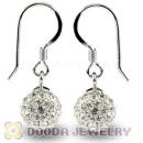 8mm White Czech Crystal Ball Sterling Silver Hook Earrings Wholesale