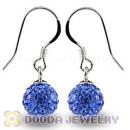 8mm Blue Czech Crystal Ball Sterling Silver Hook Earrings Wholesale