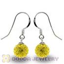 8mm Yellow Czech Crystal Ball Sterling Silver Hook Earrings Wholesale