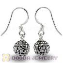 8mm Grey Czech Crystal Ball Sterling Silver Hook Earrings Wholesale
