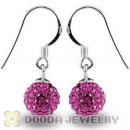 8mm Fushia Czech Crystal Ball Sterling Silver Hook Earrings Wholesale