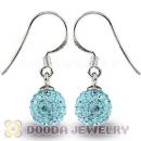 8mm Cyan Czech Crystal Ball Sterling Silver Hook Earrings Wholesale