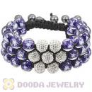 3 Row Blue Snowflake Glass Bead Bracelet With Czech Crystal For Christmas Gift