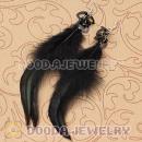 Long Black Heart Tag Tibetan Jaderic Bohemia Styles Feather Earrings