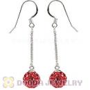 8mm Red Czech Crystal Ball Sterling Silver Dangle Earrings Wholesale
