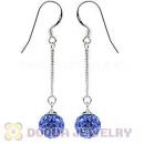 8mm Blue Czech Crystal Ball Sterling Silver Dangle Earrings Wholesale
