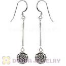 8mm Grey Czech Crystal Ball Sterling Silver Dangle Earrings Wholesale