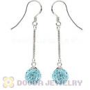 8mm Cyan Czech Crystal Ball Sterling Silver Dangle Earrings Wholesale
